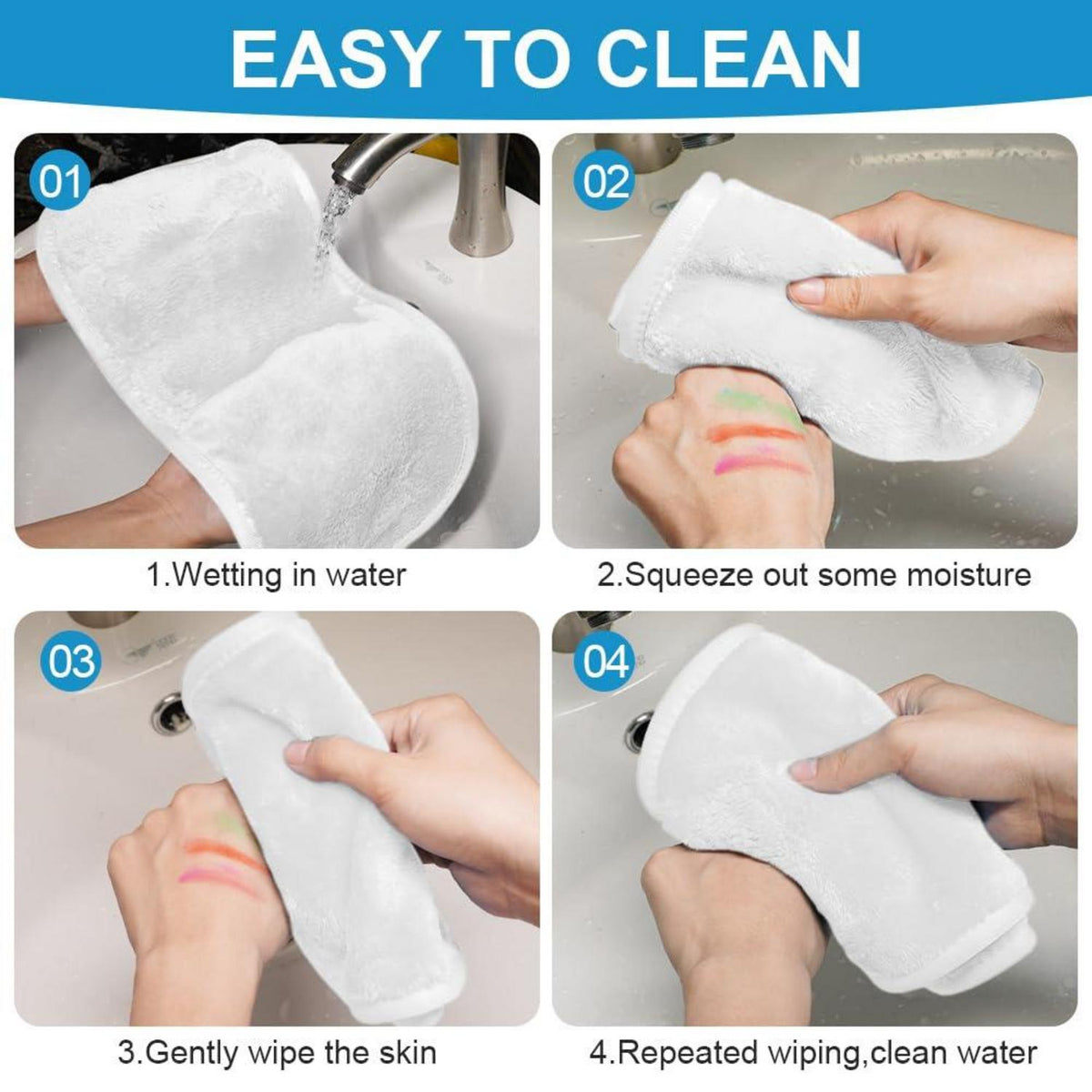 Mikrofaser Gesichtsreinigungstücher 5er Pack Waschbar Ultraweich White