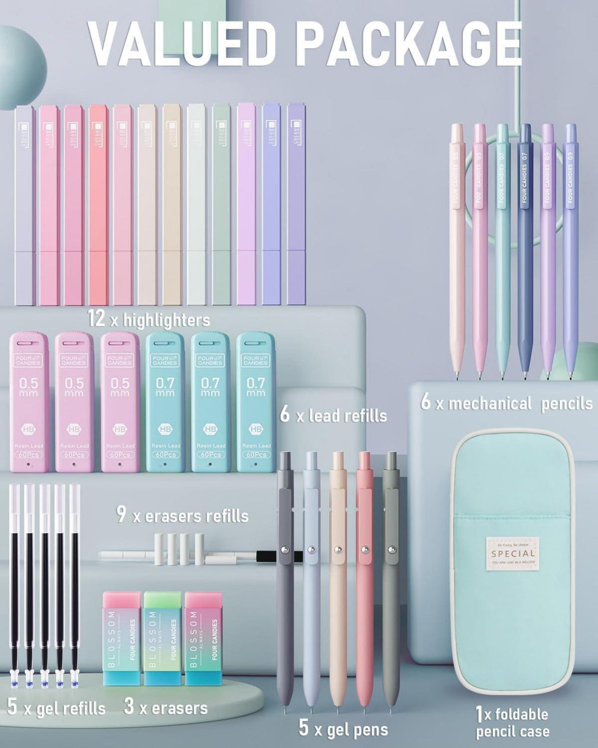 Pastell Textmarker Gelstifte Druckbleistift Set für Künstler