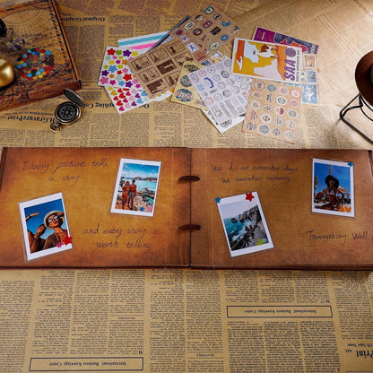 Abenteuerbuch Fotoalbum zum Selbstgestalten, Leder, 80 Seiten