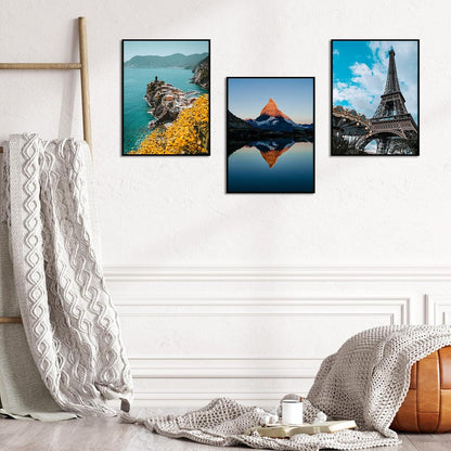 Bilderrahmen 30x40cm Schwarz für vertikale/horizontale Wandmontage