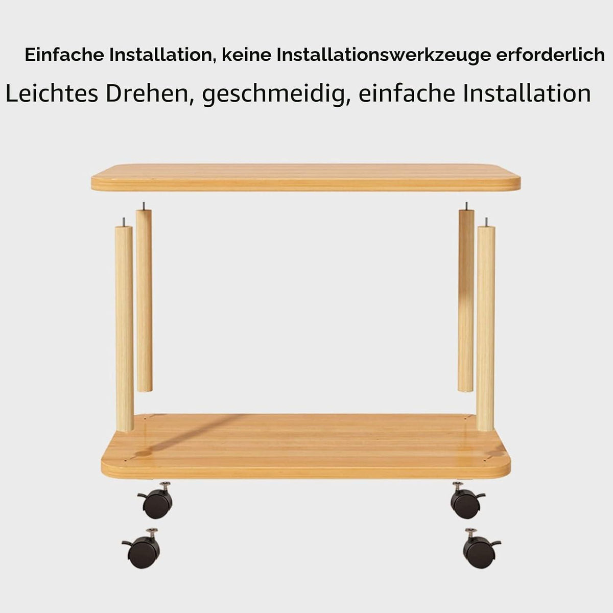 Drehbarer Beistelltisch Holz 2-Ebenen mit Rollen