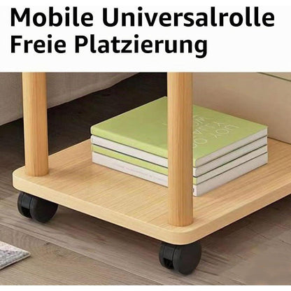 Drehbarer Beistelltisch Holz 2-Ebenen mit Rollen