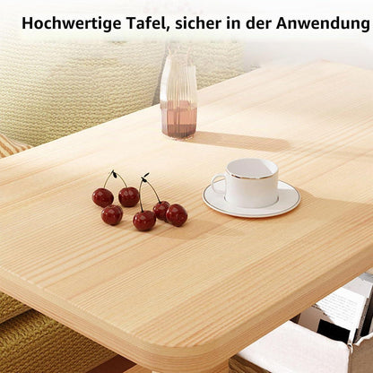 Drehbarer Beistelltisch Holz 2-Ebenen mit Rollen
