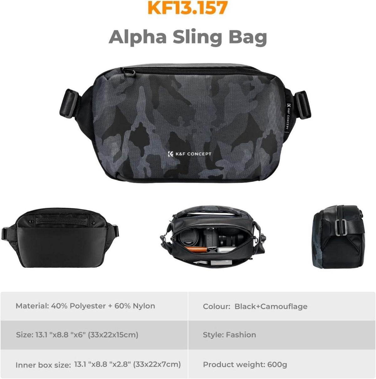 K&F Concept Kamera-Rucksack Schultertasche Fotografen Canon Nikon Sony Drohne