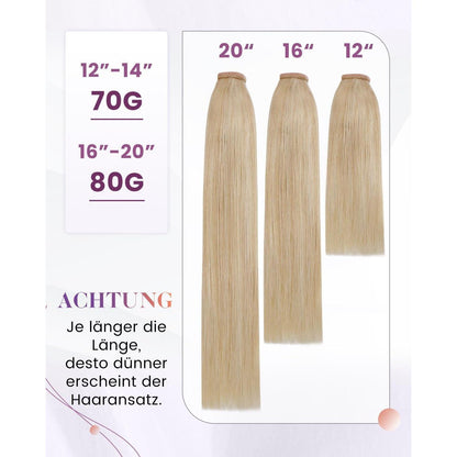 Echthaar Zopf Extension Braun Blond Highlights 40cm