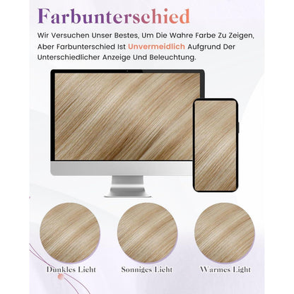 Echthaar Zopf Extension Braun Blond Highlights 40cm