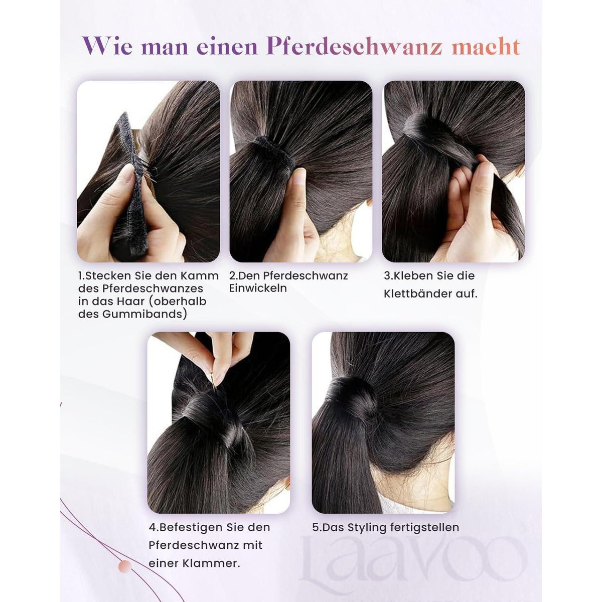 Echthaar Zopf Extension Balayage Braun Ombre 50cm