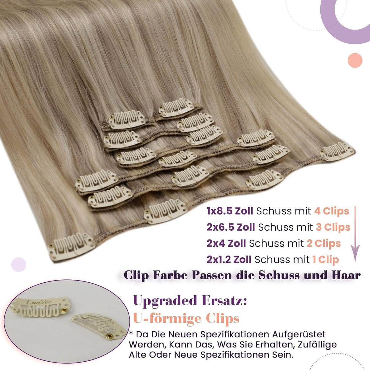 Echthaar Clip-in Extensions Blond Highlights 40cm
