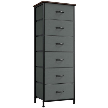 Somdot Kommode mit 6 Stoffschubladen – Grau, 115cm hoch