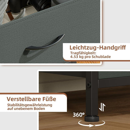 Somdot Kommode mit 6 Stoffschubladen – Grau, 115cm hoch