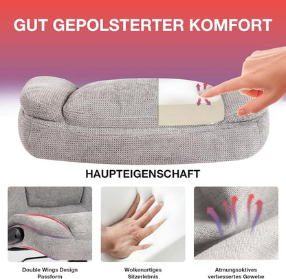 Fantasylab Bürostuhl Leinen 180KG hohe Rückenlehne breiter Sitz Schwarz