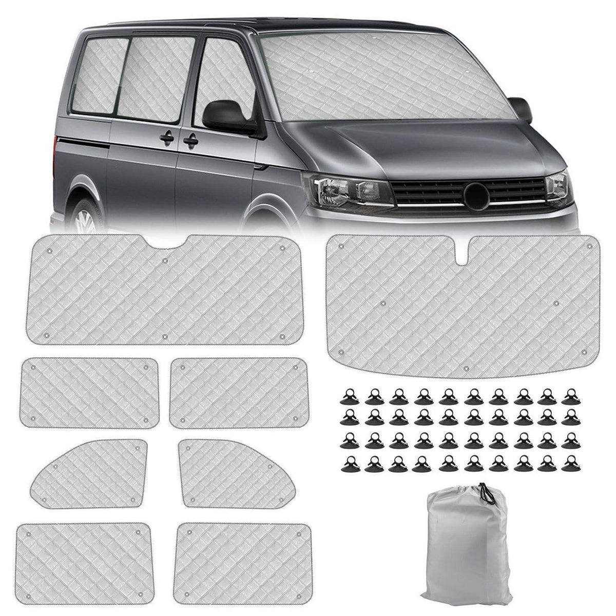 Thermomatte VW T5 T6 Innen – 8tlg. Sonnenschutz & Temperaturkontrolle