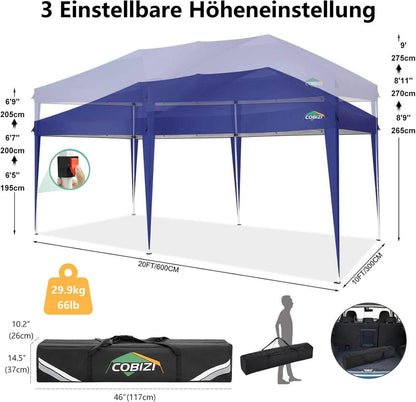 Faltpavillon 3x6 Wasserdicht Pop Up Pavillon 6 Seitenwnden 3