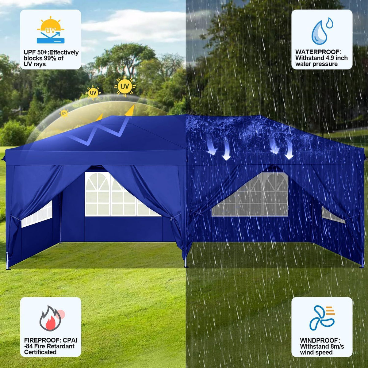 COBIZI Faltpavillon 3x6 Wasserdicht Winterfest UV-Schutz 6 Seitenwände