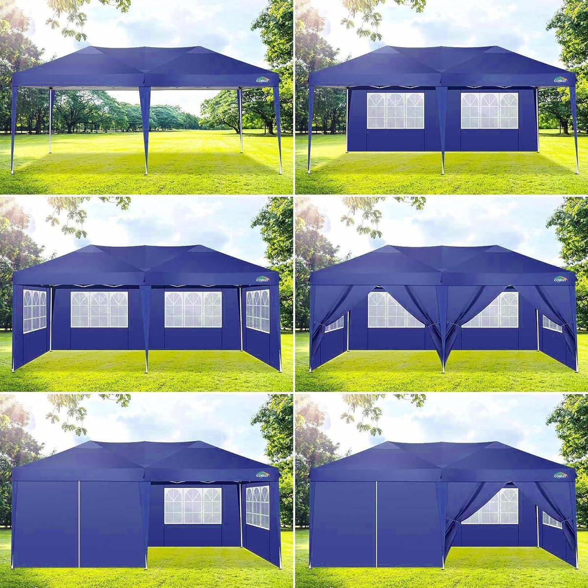 Faltpavillon 3x6 Wasserdicht Pop Up Pavillon Klappbar UV-Schutz 6 Seitenwnden