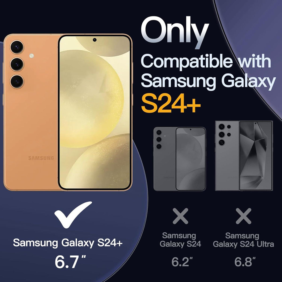 JETech Samsung Galaxy S24+ Hülle 5-in-1 mit Gehärtetem Glas