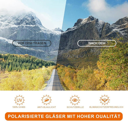 Sportbrille Polarisierte UV400 Sonnenbrille Herren Damen Schwarz