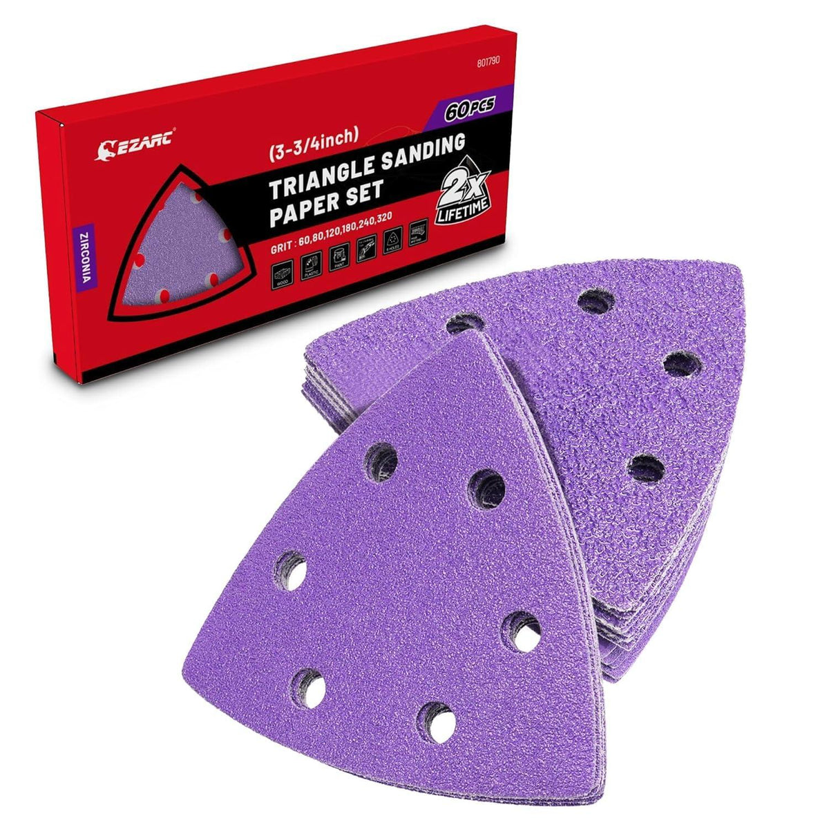 Deltaschleifer Schleifpapier 60-teiliges Set Zirkonoxid Körnung 60-320
