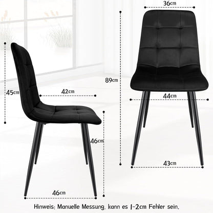 Esszimmerstühle 6er Set, gepolsterte Samtstühle mit Metallfuß