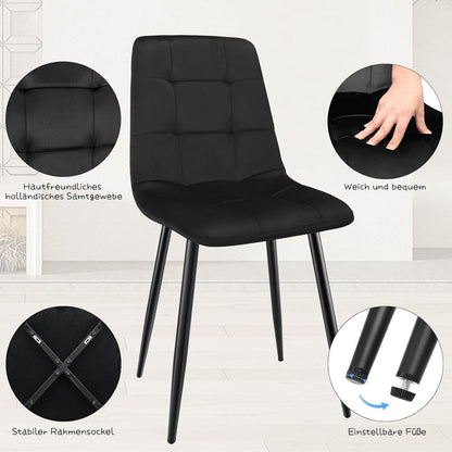 Esszimmerstühle 6er Set, gepolsterte Samtstühle mit Metallfuß