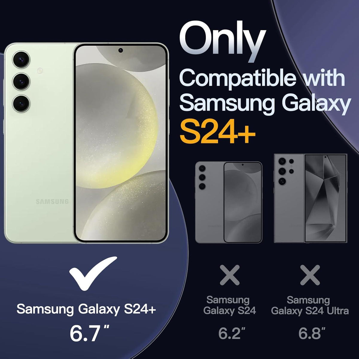 Hülle für Samsung Galaxy S24+ Plus 5G mit 2x Gehärtete Glas