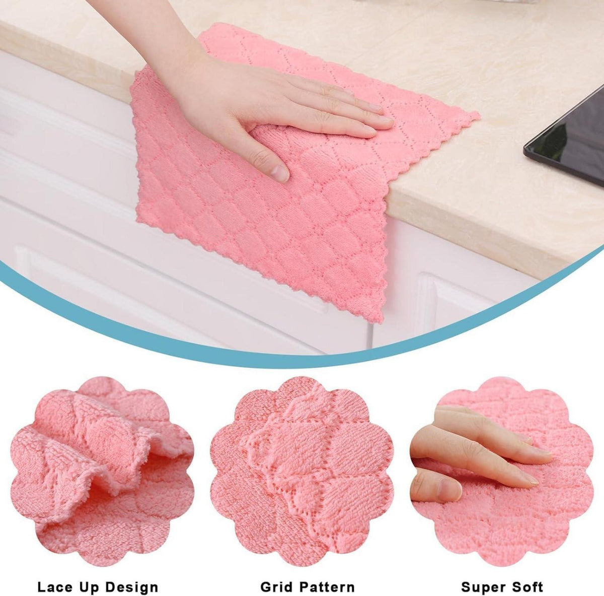 6er Pack Mikrofasertücher 30x30cm Rosa Saugfähig Fusselfrei