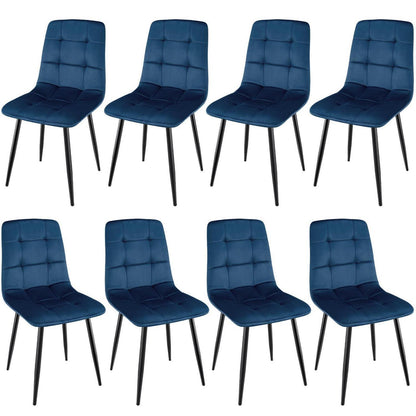 8x Esszimmerstuhl Dunkelblau, Samt & Metallfuß, Ergonomisch