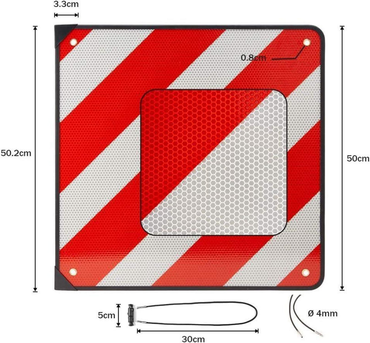Reflektierende Warntafel Aluminium mit Spanngurten 50x50cm