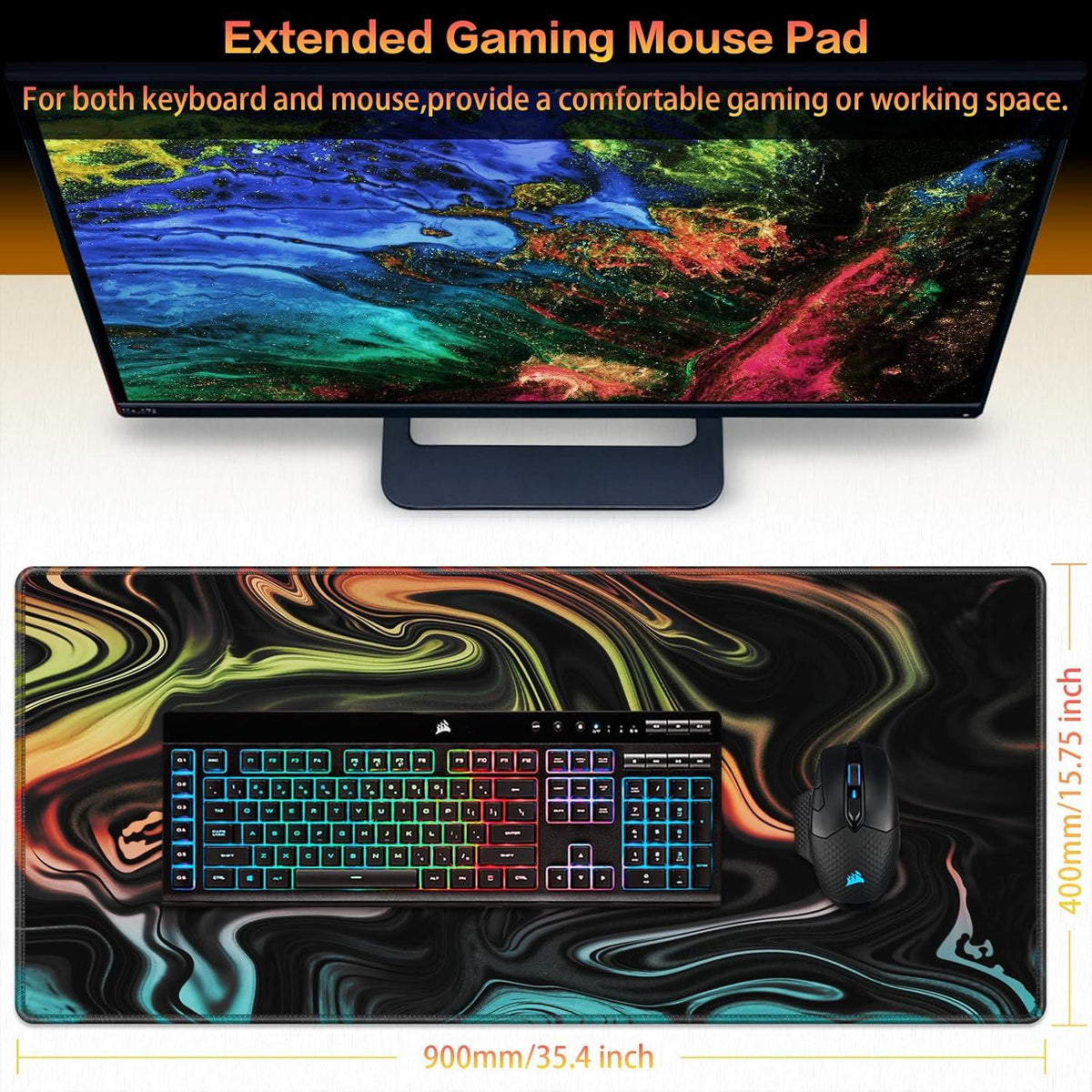 XXL Gaming Mauspad 900x400mm, Anti-Rutsch Mauspad