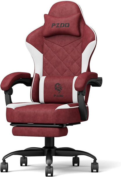 Ergonomischer Gamer Stuhl mit Fußstütze und Racing-Design