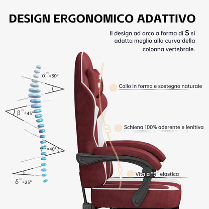 Ergonomischer Gaming Stuhl mit Fußstütze, Racing