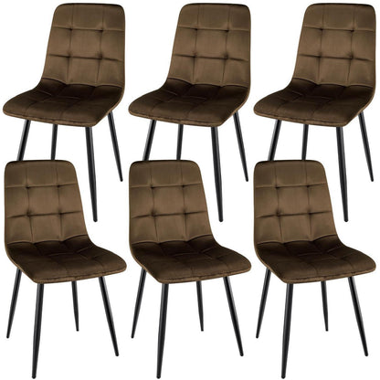 Esszimmerstühle 6er Set, Samt, Braun – Ergonomisch & Robust