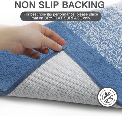Enyhom Groß Badematte 80x120cm, rutschfeste Wasserabsorbierend Badteppich Duschteppich Blau