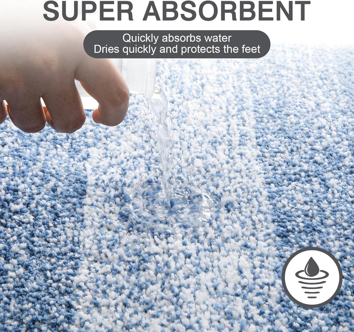 Enyhom Große Badematte 80x120cm Blau rutschfeste Wasseraufnahme