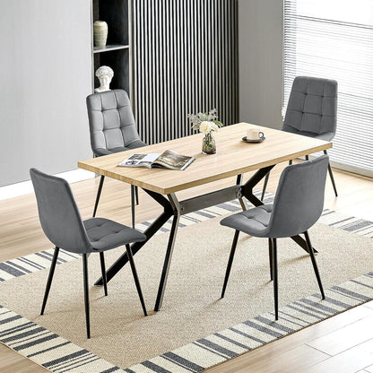 Gepolsterte Esszimmerstühle 4er Set, Dunkelgrau, Samtoptik