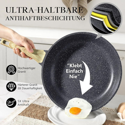 Granit Bratpfanne 28 cm Induktion PFOS PFOA-frei Antihaft Grau