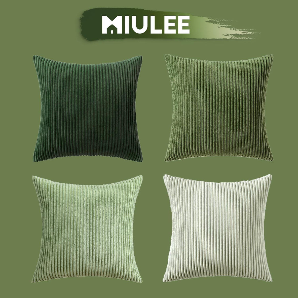 Kordsamt Kissenbezug 40x40cm 4er Set Deko Forest Green Sofa