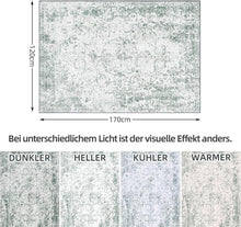 Vintage Teppich Boho Kurzflor 80x150 cm Grau Grünlich