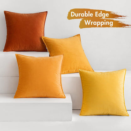 MIULEE 4er Set Samt Kissenbezug 50x50 cm Orange Serie Zierkissen Sofakissen