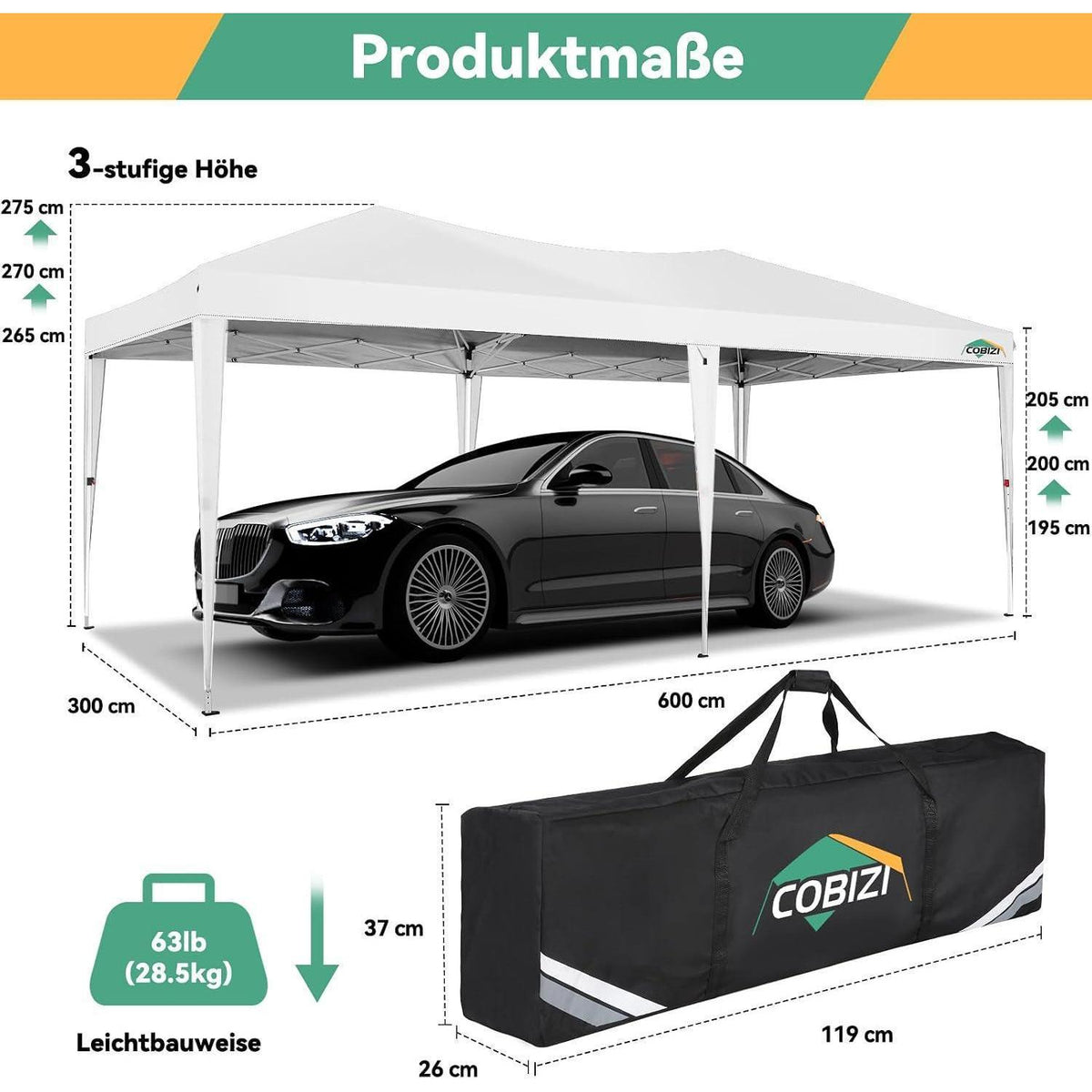 3x6m Faltpavillon wasserdicht mit 6 Seitenteilen – Partyzelt & Gartenpavillon