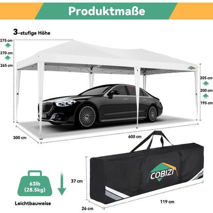3x6m Faltpavillon wasserdicht mit 6 Seitenteilen – Partyzelt & Gartenpavillon