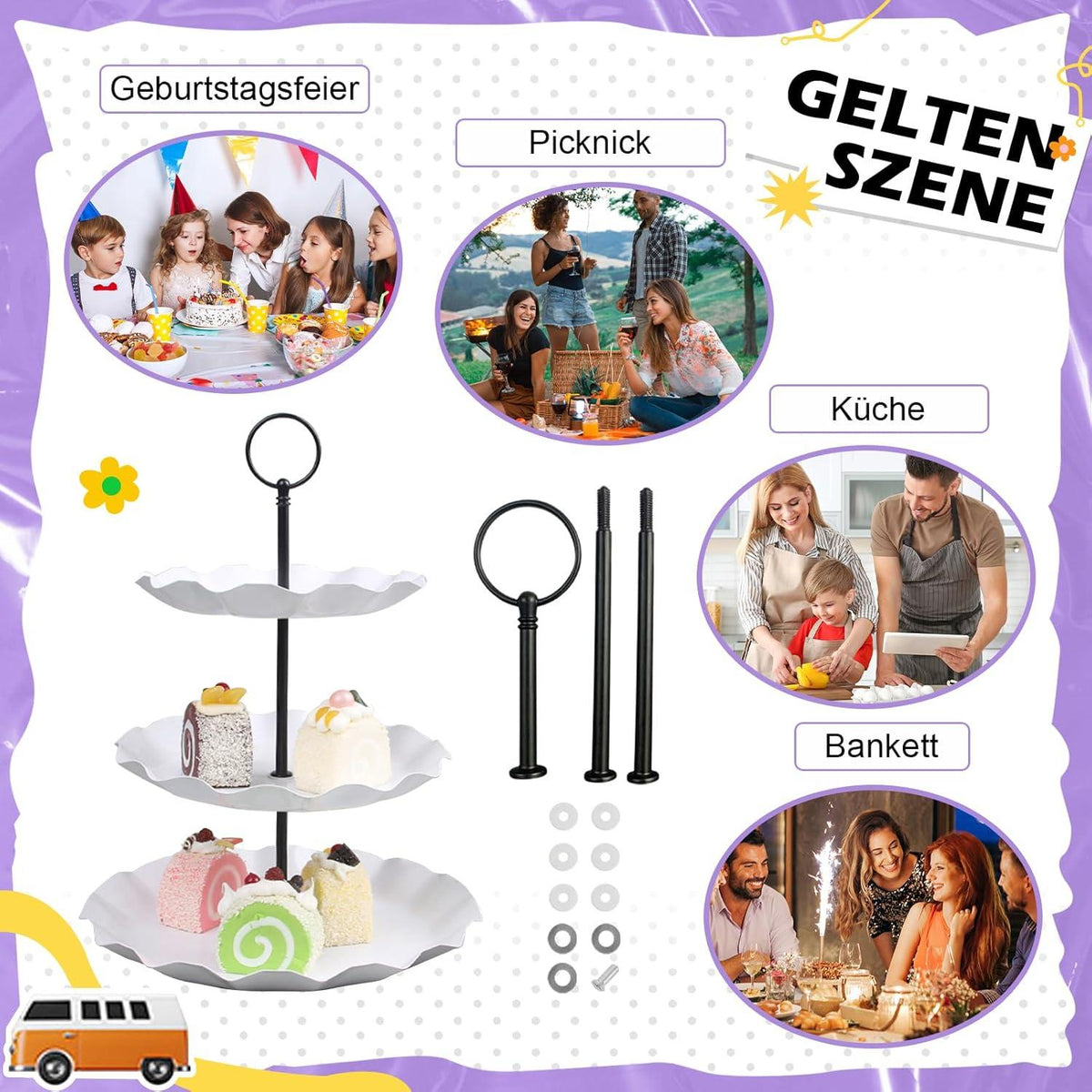 Metall Etageren Stangen Set 5er Pack Hochzeitstorte Etagere Rosa