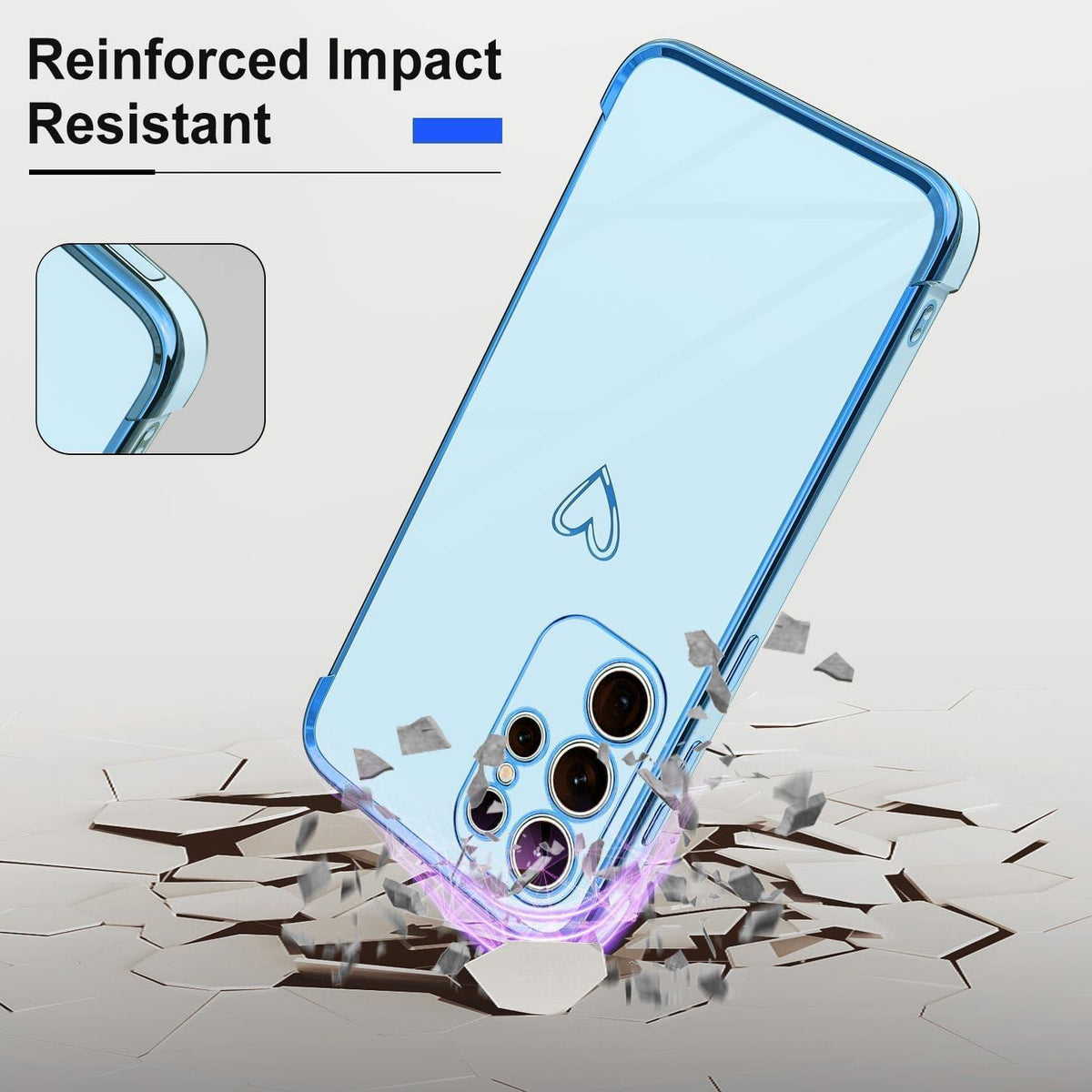 Samsung Galaxy S24 Ultra Hülle mit Herzmuster, galvanisiert, blau