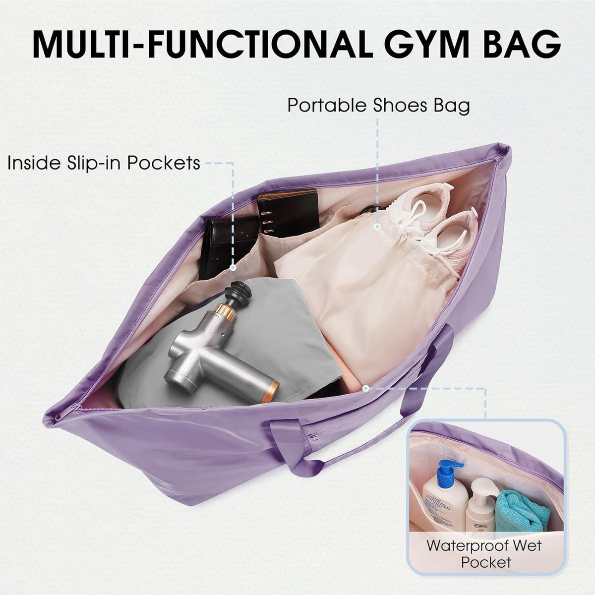 Große Sporttasche mit Schuhtasche & Nassfach für Yoga & Fitness