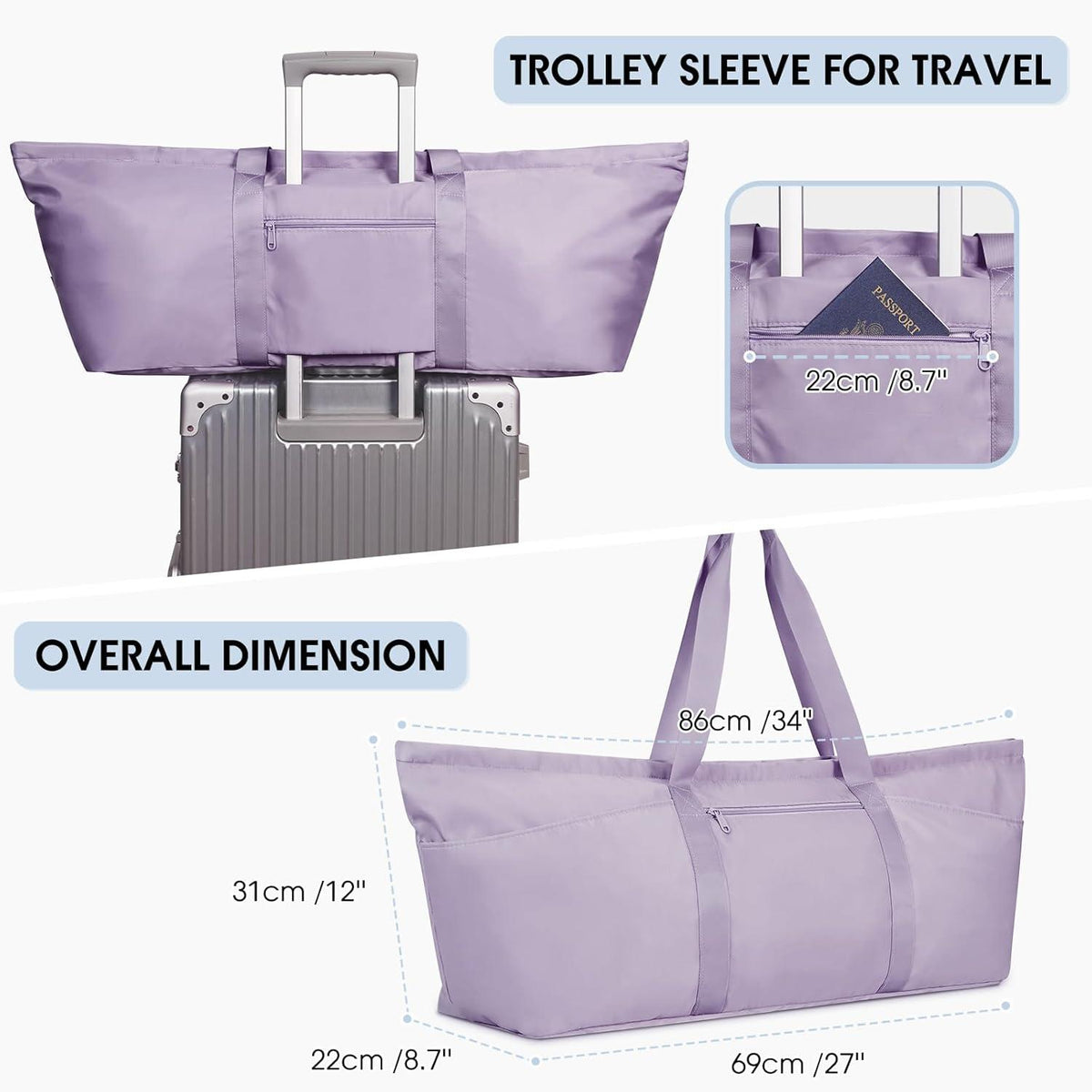 Sporttasche Damen Yogatasche Groß Reisetasche mit Schuhtasche und