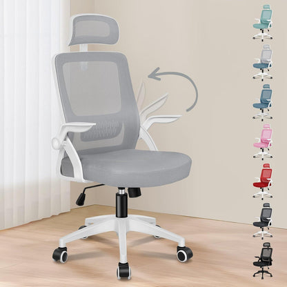 Ergonomischer Büro-Schreibtischstuhl mit Lordosenstütze und Kopfstütze