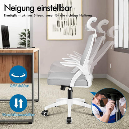 ALFORDSON Bürostuhl mit Lordosenstütze, Kopfstütze, Armlehne, Drehstuhl