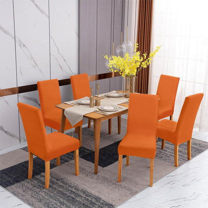 Stuhlhussen 4er Set Stretch – Orange, Waschbar & Abnehmbar