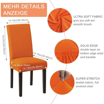 Stuhlhussen 4er Set Stretch – Orange, Waschbar & Abnehmbar