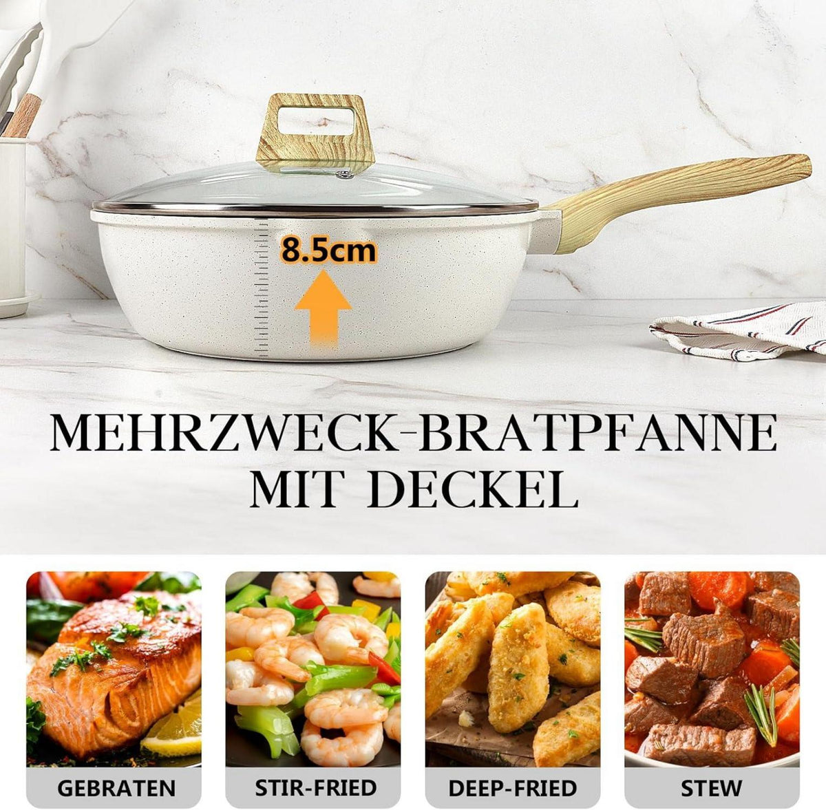 GiPP 28 cm Wokpfanne mit Deckel und Antihaftbeschichtung